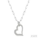 1/2 Ctw Reclined Heart Round Cut Diamond Pendant With Chain in 14K White Gold