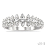 3/4 ctw Graduated Round Cut Waterfall Diamond Fashion Band in 14K White Gold