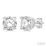 1.00 ctw Round Cut Diamond Stud Earring in 14K White Gold