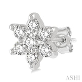 1/6 ctw Floral Round Cut Diamond Petite Fashion Earring in 10K White Gold