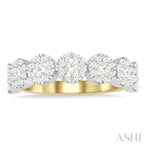 1 Ctw Jointed Circular Mount Lovebright Diamond Cluster Band in 14K Yellow and White Gold