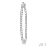 3 ctw Inside-Out Round Cut Diamond 1 1/2 Inch Hoop Earrings in 14K White Gold
