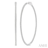 2 Ctw Inside-Out Round Cut Diamond 2-Inch Hoop Earrings in 14K White Gold