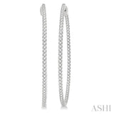 3.00 ctw Inside-Out Round Cut Diamond 2-Inch Hoop Earrings in 14K White Gold