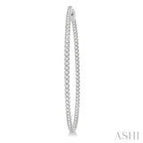3.00 ctw Inside-Out Round Cut Diamond 2-Inch Hoop Earrings in 14K White Gold