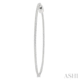 1.00 ctw Inside-Out Round Cut Diamond 2-Inch Hoop Earrings in 14K White Gold