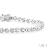 3 ctw Round Cut Diamond Illusion Tennis Bracelet in 14K White Gold