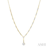1 7/8 Ctw Circular Bar Link Lovebright Round Cut Diamond Necklace in 14K Yellow and White Gold