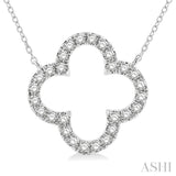 1/2 ctw Clover Round Cut Diamond Pendant in 14K White Gold