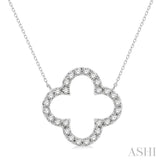 3/4 ctw Clover Round Cut Diamond Pendant in 14K White Gold