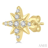 1/10 ctw Star Round Cut Diamond Petite Earring in 10K Yellow Gold