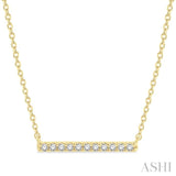 1/8 Ctw Bar Round Cut Diamond Petite Necklace in 10K Yellow Gold