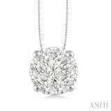 1/2 Ctw Lovebright Round Cut Diamond Pendant in 14K White Gold with Chain