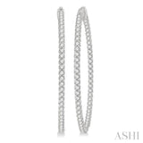 5 ctw Inside-Out Round Cut Diamond 2-Inch Hoop Earrings in 14K White Gold