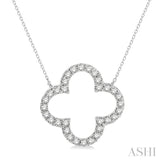 1 ctw Clover Round Cut Diamond Pendant in 14K White Gold