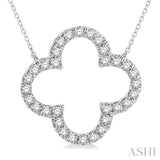 1 ctw Clover Round Cut Diamond Pendant in 14K White Gold