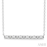 1/6 ctw Baguette and Round Cut Diamond Petite Bar Necklace in 10K White Gold