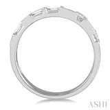 1/3 ctw Zigzag Filled Baguette and Princess Cut Diamond Wedding Band in 14K White Gold