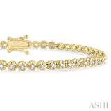 1 Ctw Round Cut Diamond Illusion Tennis Bracelet in 14K Yellow Gold