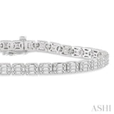 3 1/4 Ctw Fusion Baguette and Round Cut Diamond Tennis Bracelet in 14K White Gold