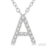1/20 ctw Initial 'A' Round Cut Diamond Pendant With Chain in 14K White Gold