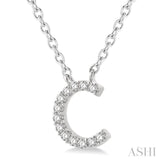 1/20 ctw Initial 'C' Round Cut Diamond Pendant With Chain in 14K White Gold