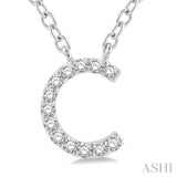 1/20 ctw Initial 'C' Round Cut Diamond Pendant With Chain in 14K White Gold