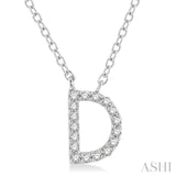 1/20 ctw Initial 'D' Round Cut Diamond Pendant With Chain in 14K White Gold