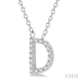 1/20 ctw Initial 'D' Round Cut Diamond Pendant With Chain in 14K White Gold
