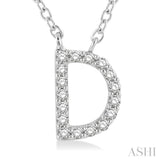 1/20 ctw Initial 'D' Round Cut Diamond Pendant With Chain in 14K White Gold