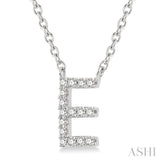 1/20 ctw Initial 'E' Round Cut Diamond Pendant With Chain in 14K White Gold