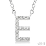 1/20 ctw Initial 'E' Round Cut Diamond Pendant With Chain in 14K White Gold
