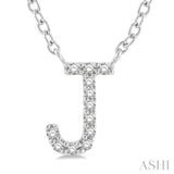 1/20 ctw Initial 'J' Round Cut Diamond Pendant With Chain in 14K White Gold