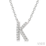 1/20 ctw Initial 'K' Round Cut Diamond Pendant With Chain in 14K White Gold