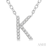 1/20 ctw Initial 'K' Round Cut Diamond Pendant With Chain in 14K White Gold
