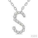 1/20 ctw Initial 'S' Round Cut Diamond Pendant With Chain in 14K White Gold