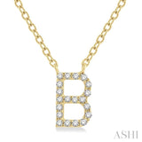 1/20 ctw Initial 'B' Round Cut Diamond Pendant With Chain in 14K Yellow Gold