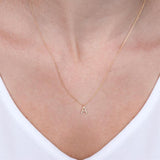 1/20 Ctw Initial 'D' Round Cut Diamond Pendant With Chain in 14K Yellow Gold