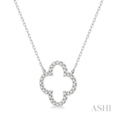 1/4 ctw Clover Round Cut Diamond Pendant in 14K White Gold