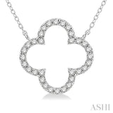 1/4 ctw Clover Round Cut Diamond Pendant in 14K White Gold