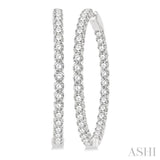 7 ctw Inside-Out Round Cut Diamond 1 1/2 Inch Hoop Earrings in 14K White Gold