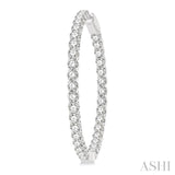 7 ctw Inside-Out Round Cut Diamond 1 1/2 Inch Hoop Earrings in 14K White Gold