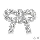 1/8 ctw Bow Tie Round Cut Diamond Petite Fashion Earring in 14K White Gold