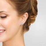 1/8 ctw Bow Tie Round Cut Diamond Petite Fashion Earring in 14K White Gold