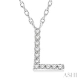 1/20 ctw Initial 'L' Round Cut Diamond Pendant With Chain in 14K White Gold