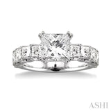 2.00 ctw Princess Cut Diamond Semi-Mount Engagement Ring in 18K White Gold