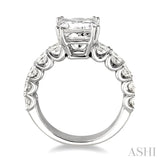 2.00 ctw Princess Cut Diamond Semi-Mount Engagement Ring in 18K White Gold