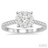 3/4 Ctw Round Cut Lovebright Diamond Ring in 14K White Gold