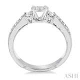 1/3 Ctw Round Cut Diamond Lovebright Engagement Ring in 14K White Gold