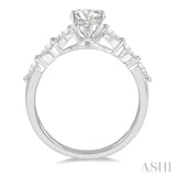 3/8 ctw Round Shape Marquise Cut Semi-Mount Engagement Ring in 14K White Gold